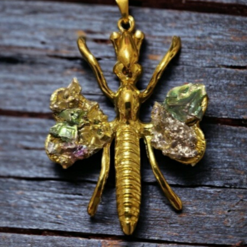 Bismuth Dragonfly Pendant Necklace